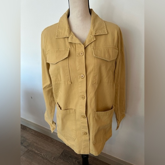 Anthropologie Sanctuary military jacket, mustard large pockets button front SZ L - Picture 1 of 5